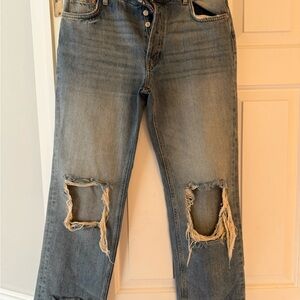 Free People Distressed Blue Ankle Jeans Size 27 100% Cotton